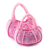 Pink Checker Chewy Handbag Plush Squeaky Dog Toy - 2 Sizes