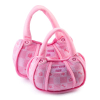 Pink Checker Chewy Handbag Plush Squeaky Dog Toy - 2 Sizes