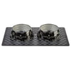 Black Checker Chewy Stylish Pet Bowl - Size Medium