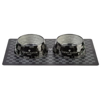 Black Checker Chewy Stylish Pet Bowl - Size Medium