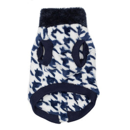 Houndstooth Navy Butter Fleece Soft Warm Zip Up Pet Vest
