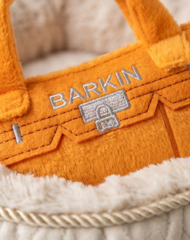 Barkin Bag Orange Plush Squeaky Dog Toy