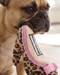 Manalo Barknik Pink Leopard Print High Heel Shoe Plush Squeaky Dog Toy - 2 Sizes