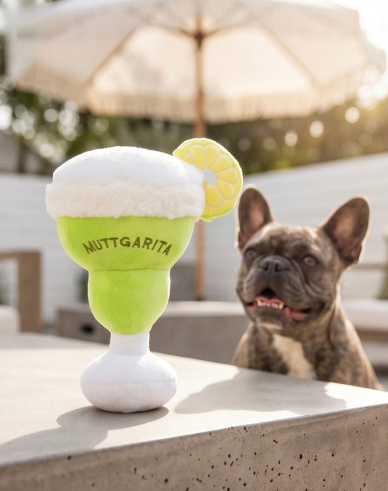 Muttgarita with a Lemon Plush Squeaky Dog Toy