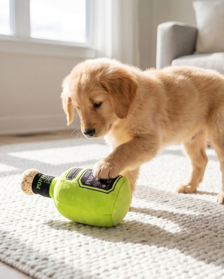 Puptron Tequila Green Plush Squeaky Dog Toy
