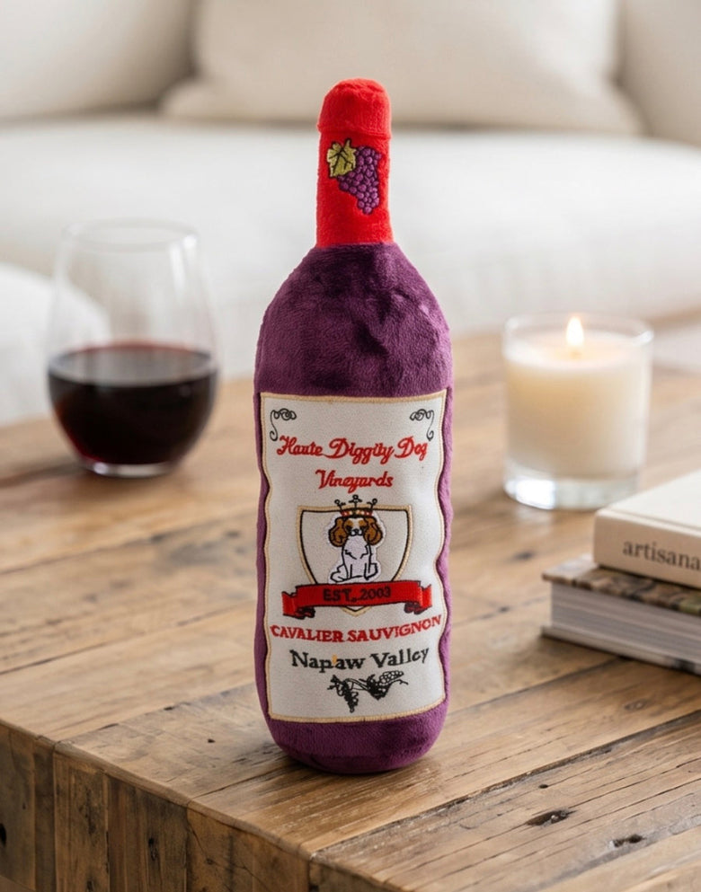 Cavalier Sauvignon Napaw Valley Plush Squeaky Dog Toy