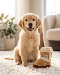 Pugg Boot Brown Plush Squeaky Dog Toy