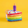 Birthday Cake Slice Candle Colorful Dots Plush Squeaky Dog Toy