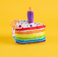 Birthday Cake Slice Candle Colorful Dots Plush Squeaky Dog Toy