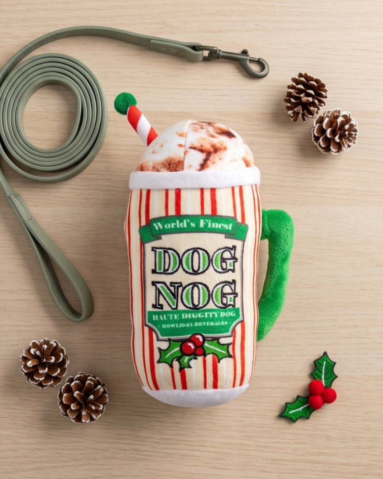 Holiday Dog Nog Plush Squeaky Christmas Dog Toy