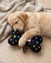 Black Monogram Chewy Bone Plush Squeaky Dog Toy - 3 Sizes
