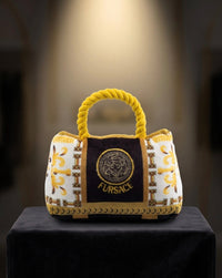 Fursace Handbag Black & Gold Plush Squeaky Dog Toy