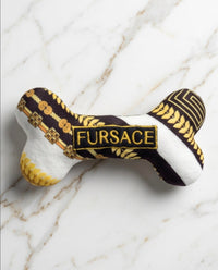 Fursace Bone Black & Gold Plush Squeaky Dog Toy