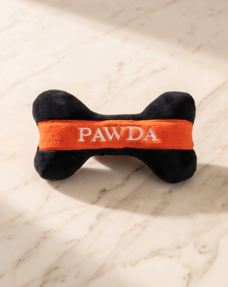 Pawda Bone Black & Red Plush Squeaky Dog Toy