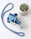 Dog-ior High-Top Blue Tennis Shoe Plush Squeaky Dog Toy
