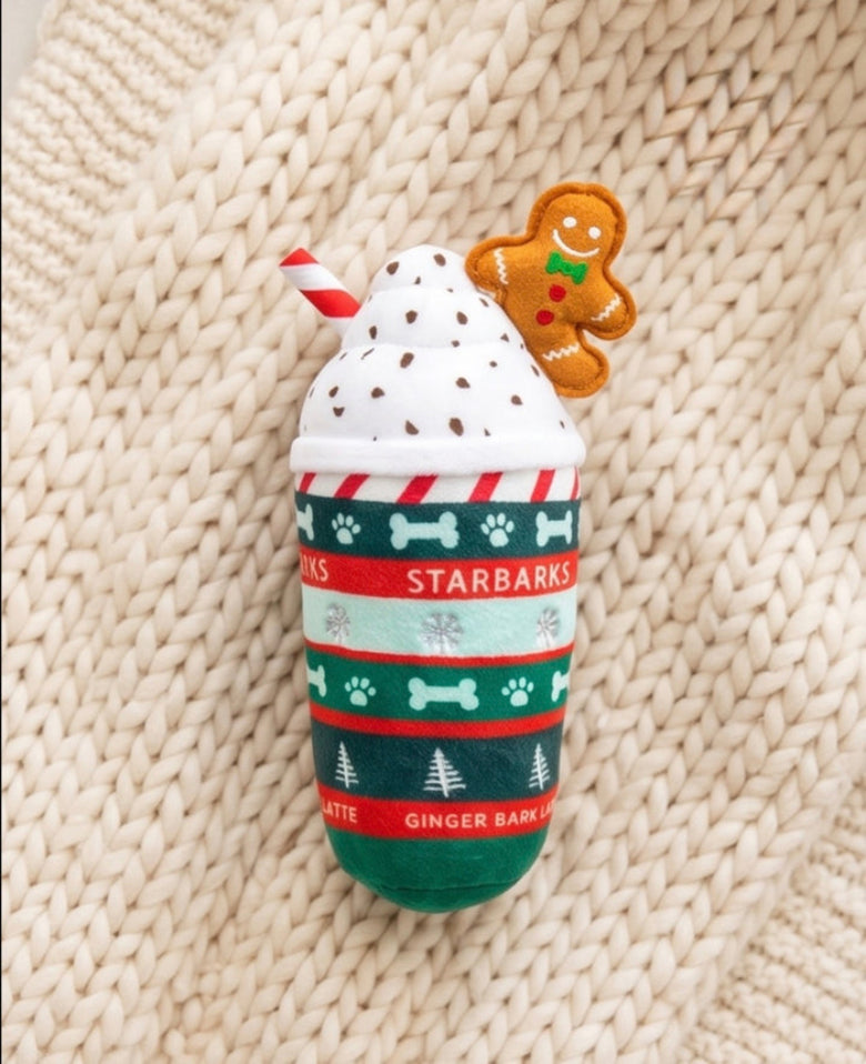 Starbarks Ginger Bark Latte Christmas Holiday Plush Squeaky Dog Toy