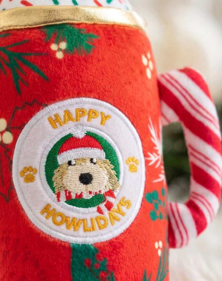 Howliday Cheer Mug Plush Squeaky Christmas Dog Toy