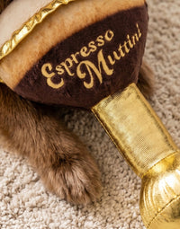Espresso Muttini Plush Squeaky Dog Toy