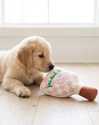 Pickleball Paddle Pink Checker Plush Squeaky Dog Toy