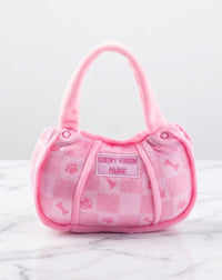 Pink Checker Chewy Handbag Plush Squeaky Dog Toy - 2 Sizes