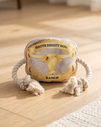 Western Belt Buckle Plush Squeaky Rope Dog Toy