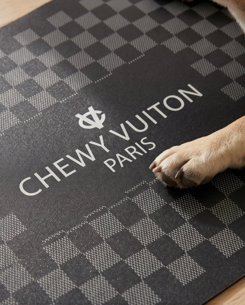 Haute Diggity Dog Bowls & Placemats Black Checker Chewy Vuiton Placemat