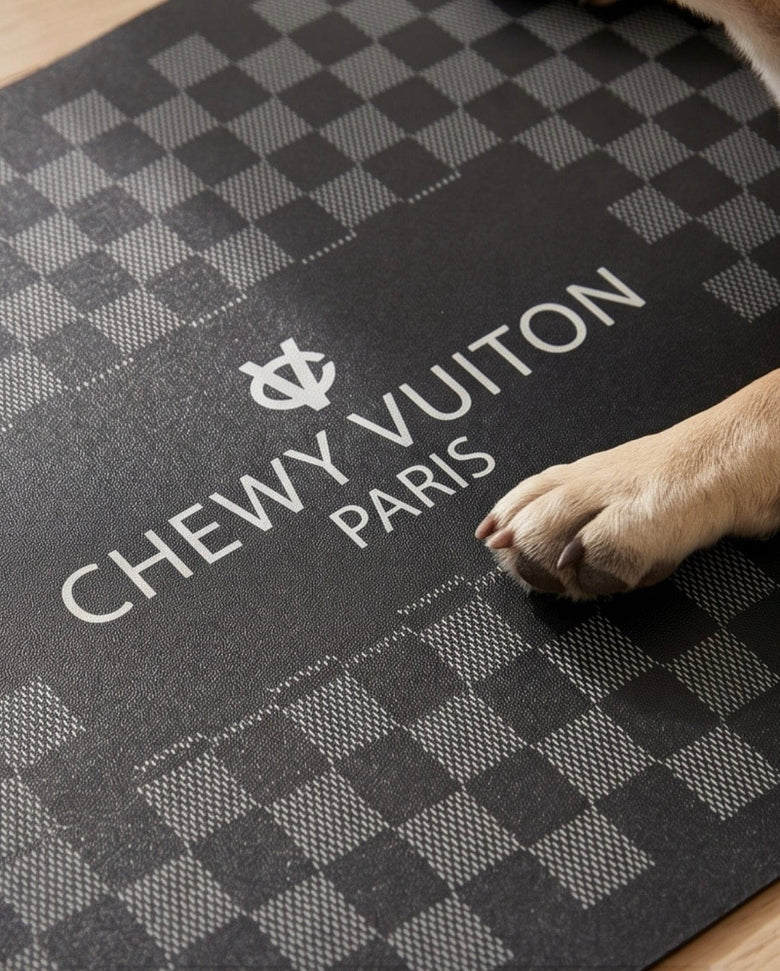 Haute Diggity Dog Bowls & Placemats Black Checker Chewy Vuiton Placemat