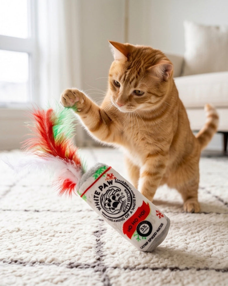 White Paw & Cattini Stocking Stuffers Christmas Holiday Cat Toy Set - 2Pk