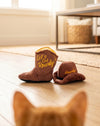 Kitty Cowboy Brown Boot and Hat Western Cat Toy Set - 2 Pc