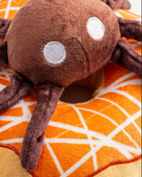 Brown Spider Plush Squeaky Halloween Fall Season Donut Dog Toy