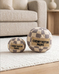 Checker Chewy Ball Plush SqueakyDog Toy - 2 sizes