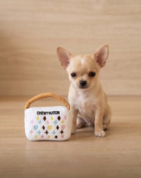 White Chewy Handbag Plush Squeaky Dog Toy - 3 Sizes