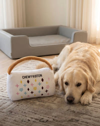 White Chewy Handbag Plush Squeaky Dog Toy - 3 Sizes