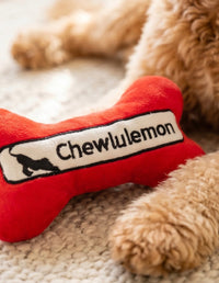Chewlulemon Red Bone Plush Squeaky Dog Toy