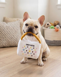 White Chewy Handbag Plush Squeaky Dog Toy - 3 Sizes
