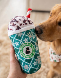 Starbarks Puppermint Mocha Green Stars Cup Christmas Holiday Plush Squeaky Dog Toy