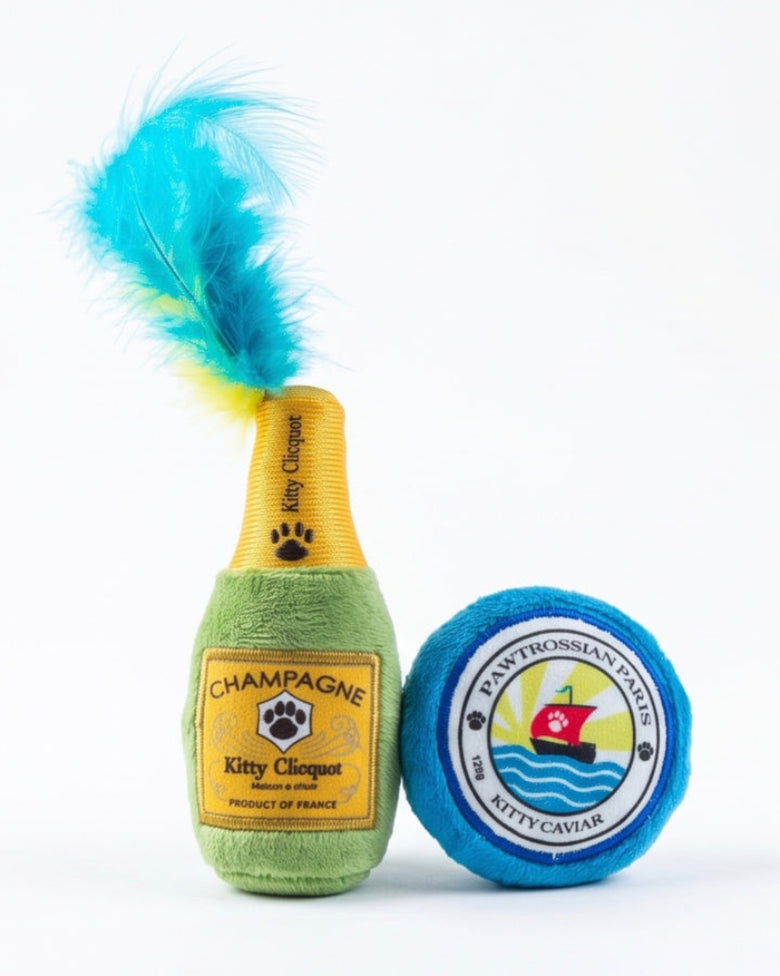 Kitty Clicquot (Bottle & Caviar) Cat Toy Set - 2 Pc