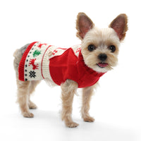 Jolly Christmas Theme Holiday Red Dog Sweater Dress