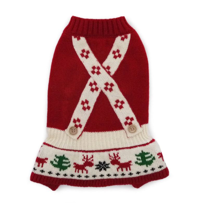 Jolly Christmas Theme Holiday Red Dog Sweater Dress