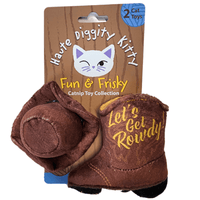 Haute Diggity Dog Cat Toys Kitty Cowboy Boot and Hat Cat Toy Set - 2 Pc