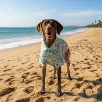Life's a Beach Light Blue Collared Summer Dog Shirt