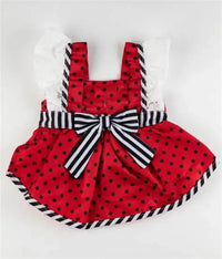 Barker's Bowtique Dresses Red Polka Dot with Stripes Apron Flutter Dog Dress