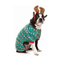 FuzzYard dog apparel Christmas Disco Deers Green Holiday Dog Pajamas