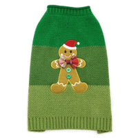 Gingerbread Man Green Christmas Holiday Dog Sweater