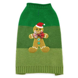 Gingerbread Man Green Christmas Holiday Dog Sweater