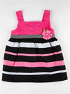 Barker's Bowtique Dresses Pink Ribbon Houndstooth Striped Design with Rosette Ribbon Adornment Dog Dress