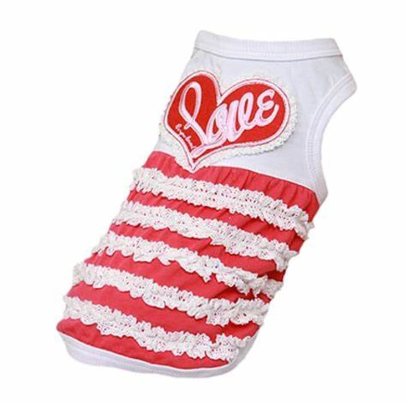 Parisian Pet Dresses XS Love Heart Lace Ruffles Dog Dress