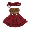 Doggie Design, Inc. Jackets-Coats XS Wool Blend Burgundy Faux Fur Collar Classic Dog Harness Coat with matching Leash