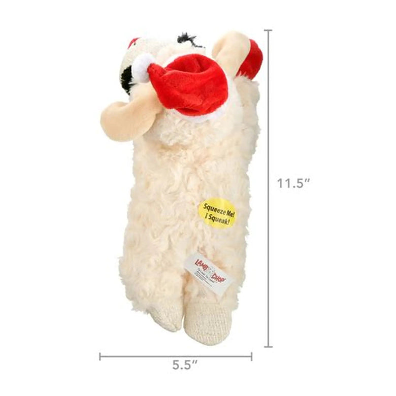 Christmas Holiday Lamb Chop with Santa Hat Plush Squeaky Dog Toy - 6"