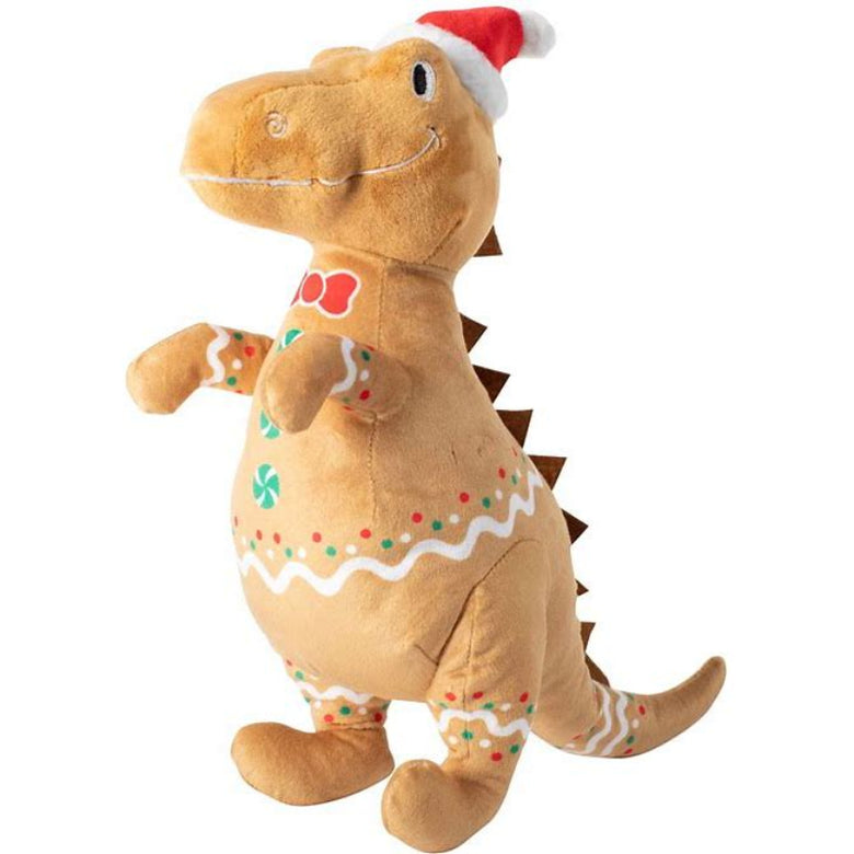 Christmas Holiday Cookie-Saurus Rex Plush Squeaky Dog Toy